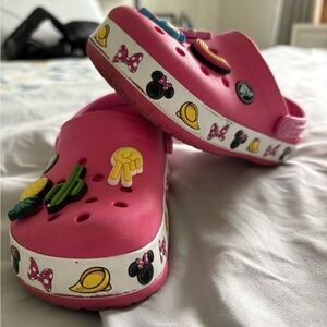Kids Pink Minnie Mouse Crocs with Fun Charms